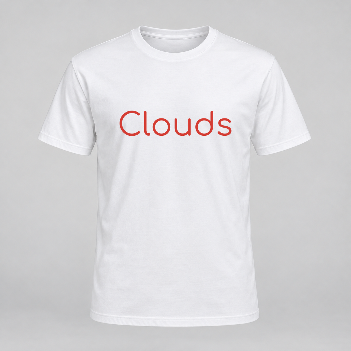 Clouds T-Shirt in white with red text