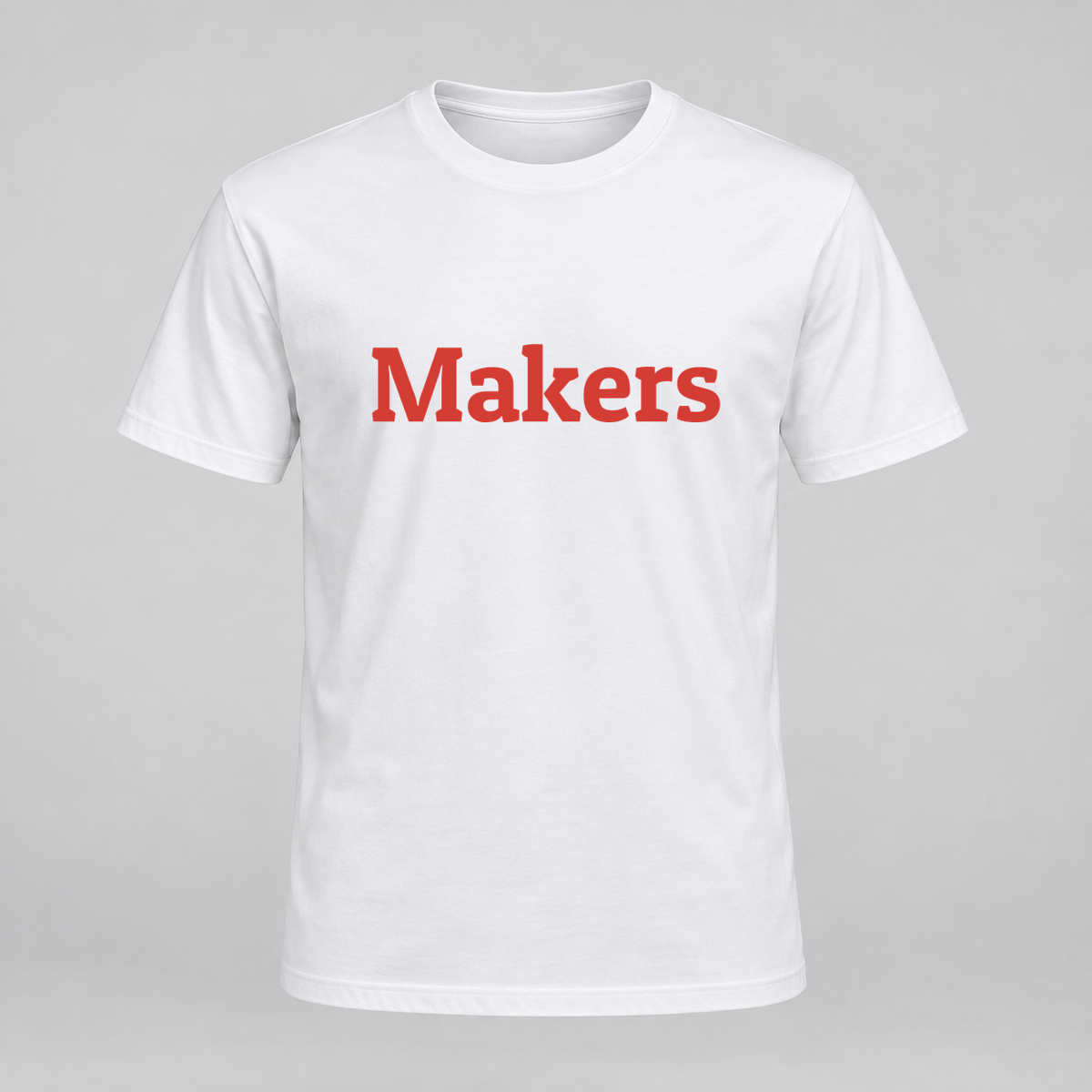 Makers T-Shirt in white with red text