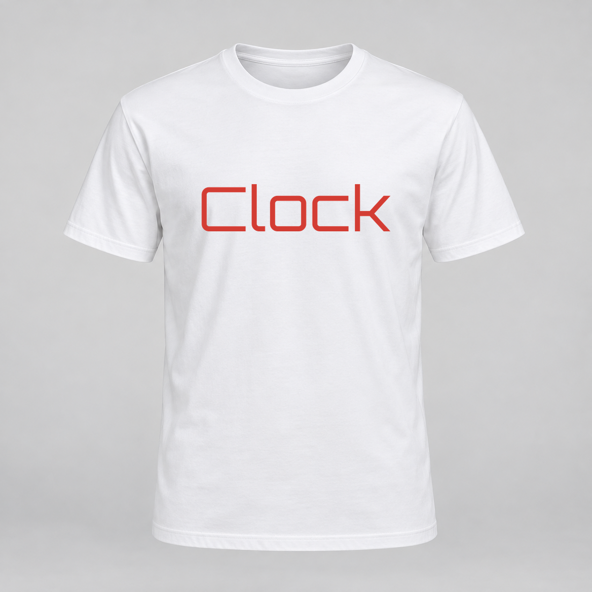 Clock T-Shirt in white with red text
