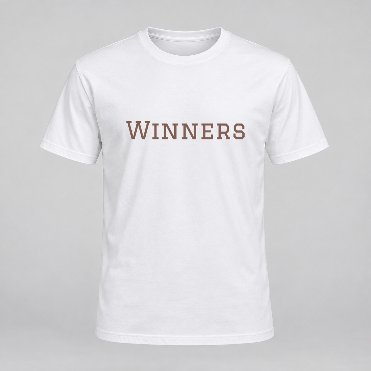 Winners T-Shirt in white with brown text