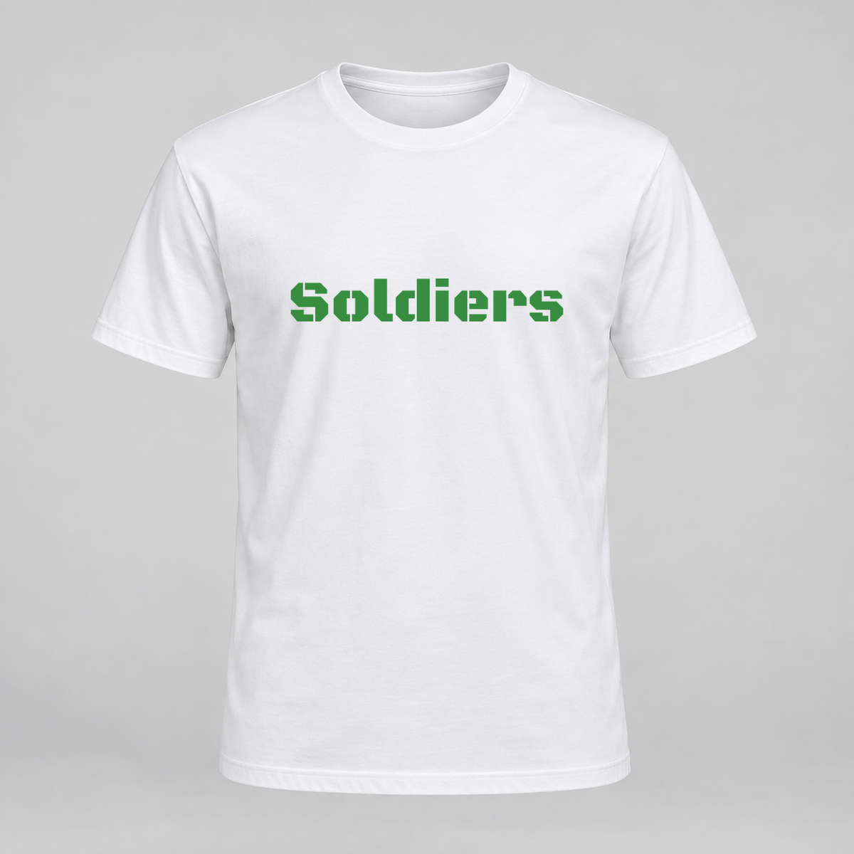 Soldiers T-Shirt in white with green text
