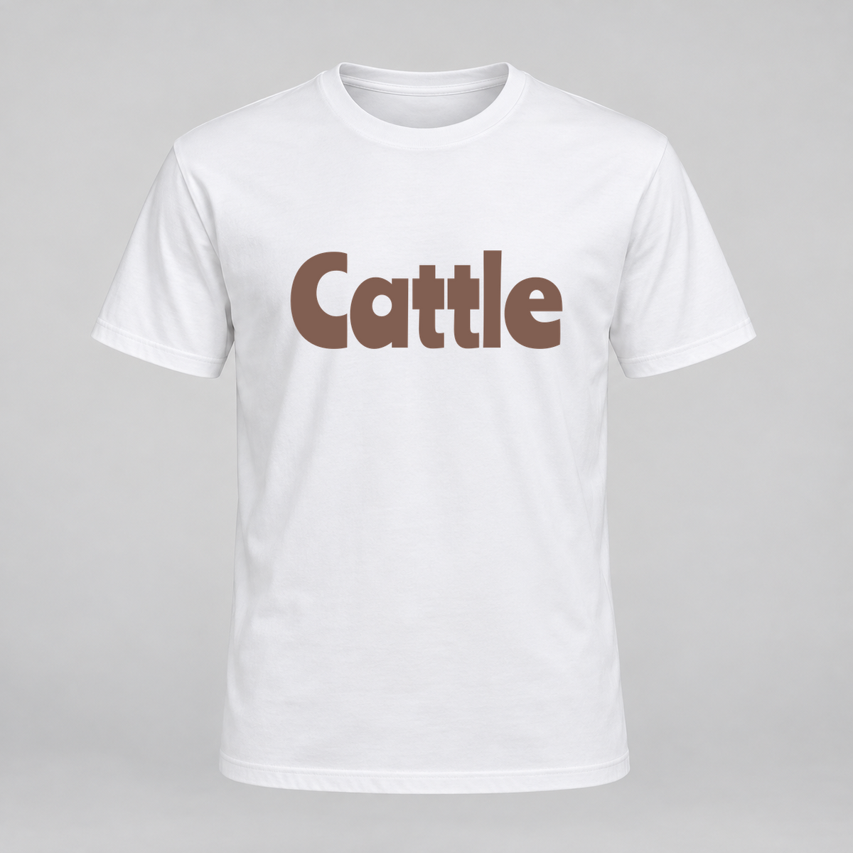 Cattle T-Shirt in white with brown text