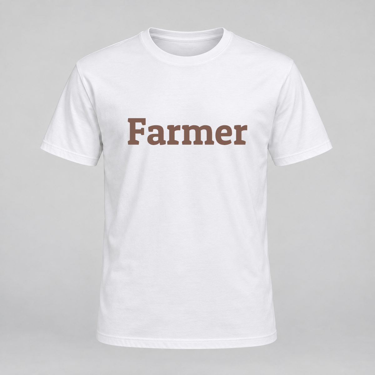 Farmer T-Shirt in white with brown text