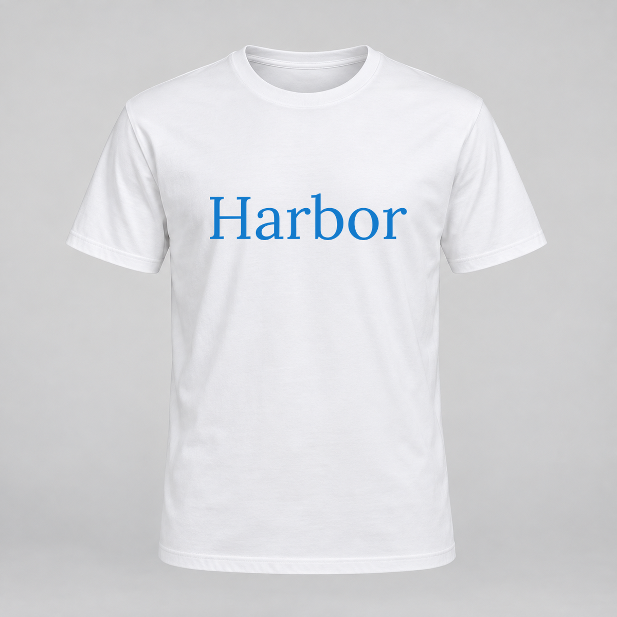 Harbor T-Shirt in white with blue text
