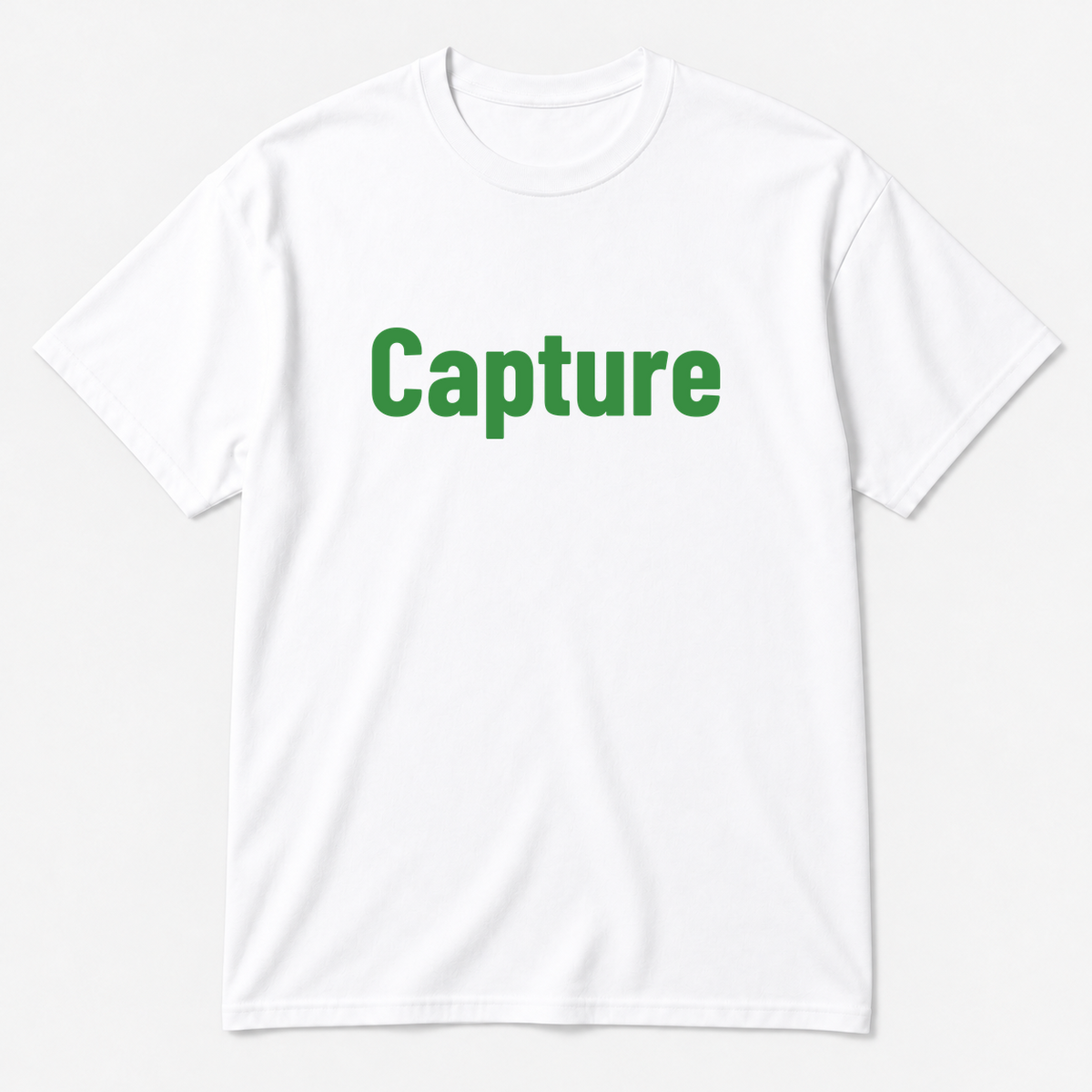 Capture T-Shirt in white with green text