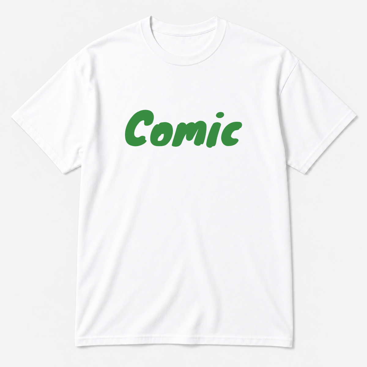 Comic T-Shirt in white with green text