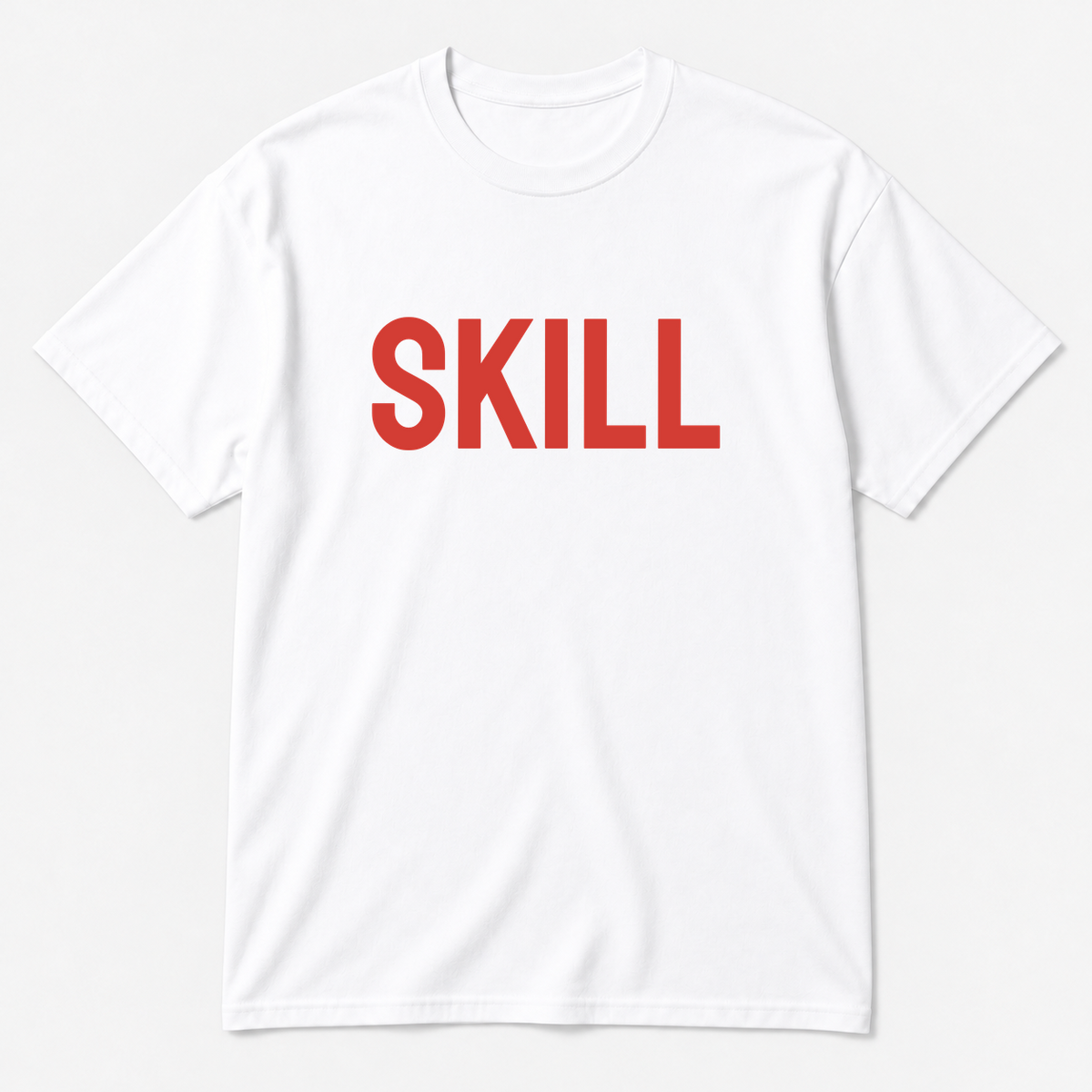 Skill T-Shirt in white with red text