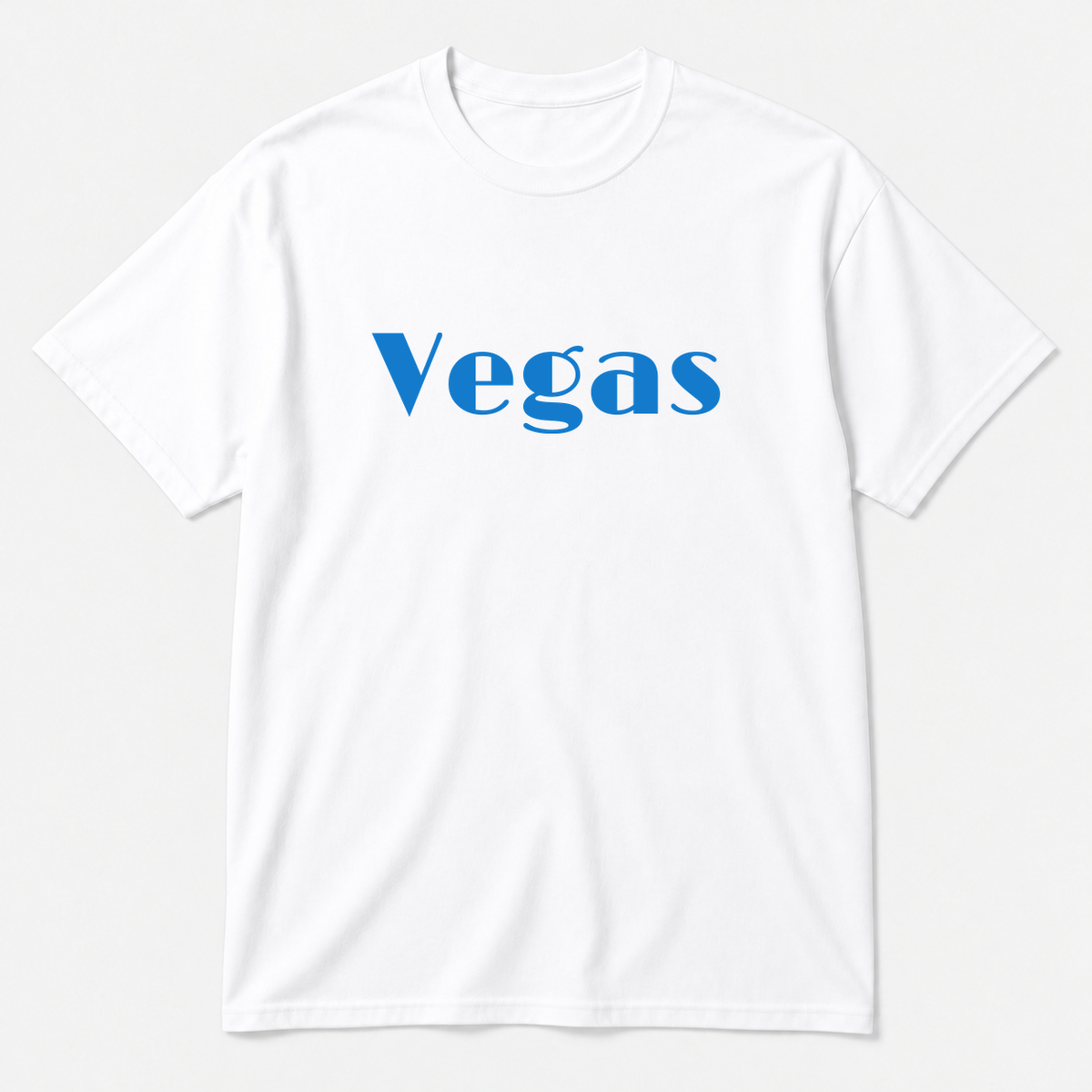 Vegas T-Shirt in white with blue text