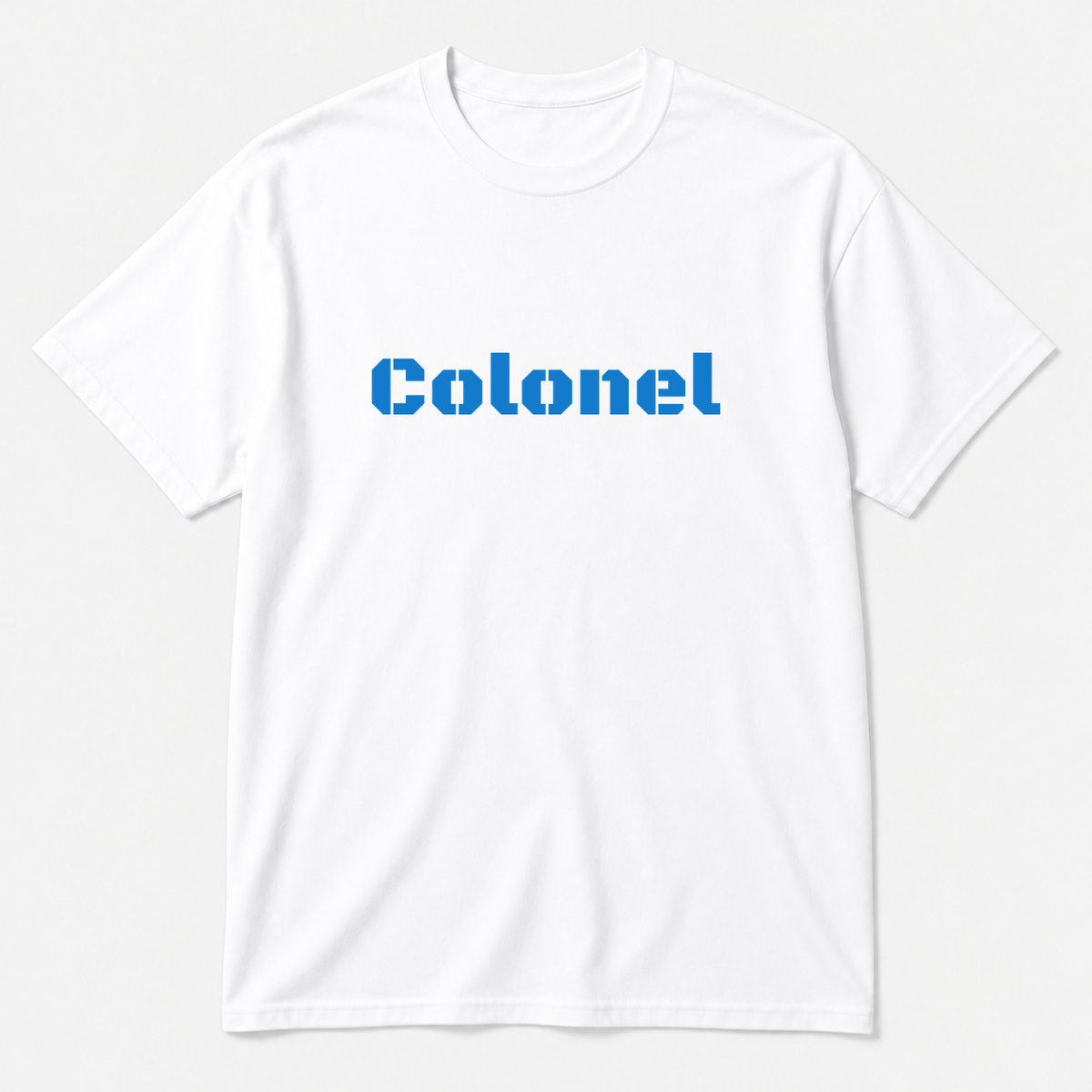Colonel T-Shirt in white with blue text