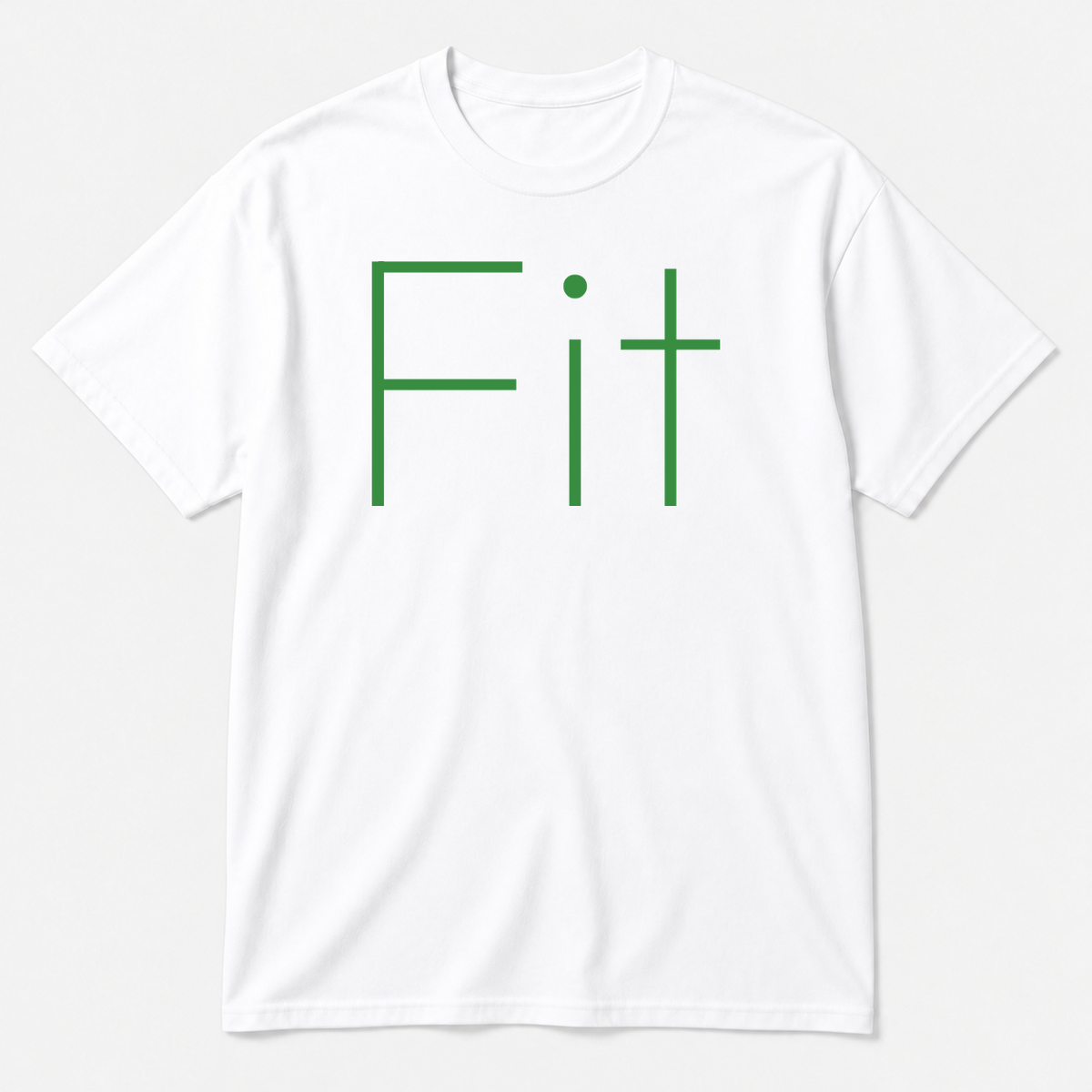 Fit T-Shirt in white with green text