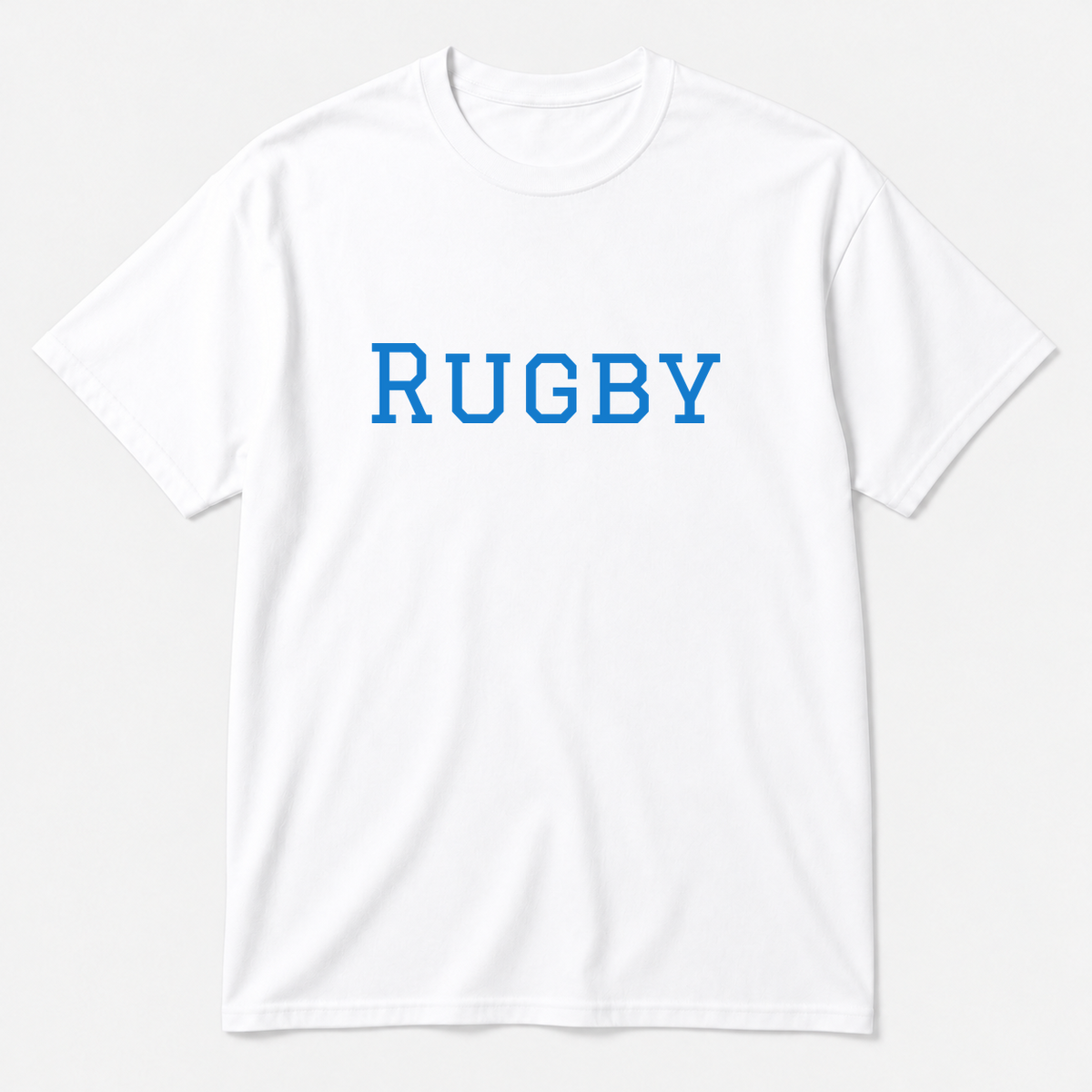 Rugby T-Shirt in white with blue text