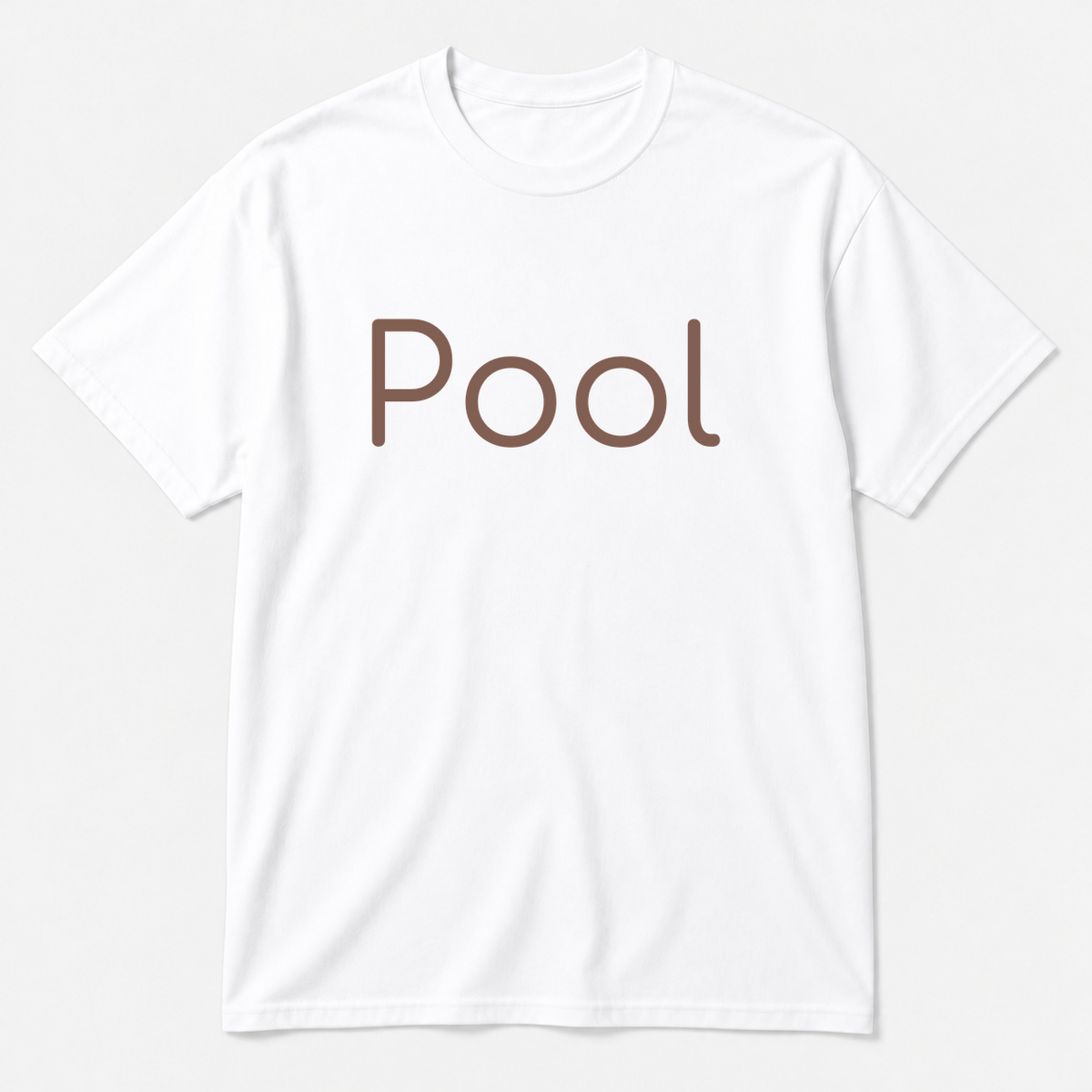 Pool T-Shirt in white with brown text
