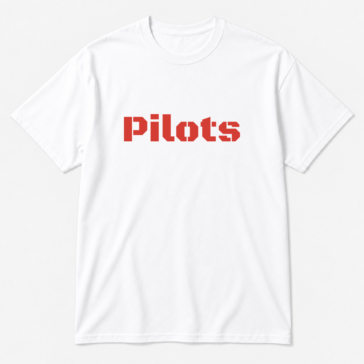 Pilots T-Shirt in white with red text