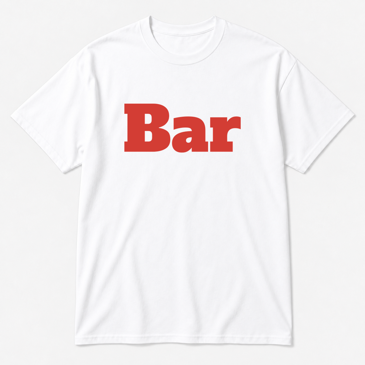 Bar T-Shirt in white with red text
