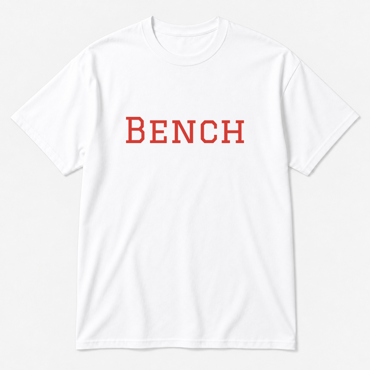Bench T-Shirt in white with red text