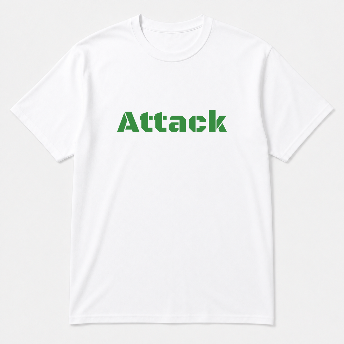 Attack T-Shirt in white with green text