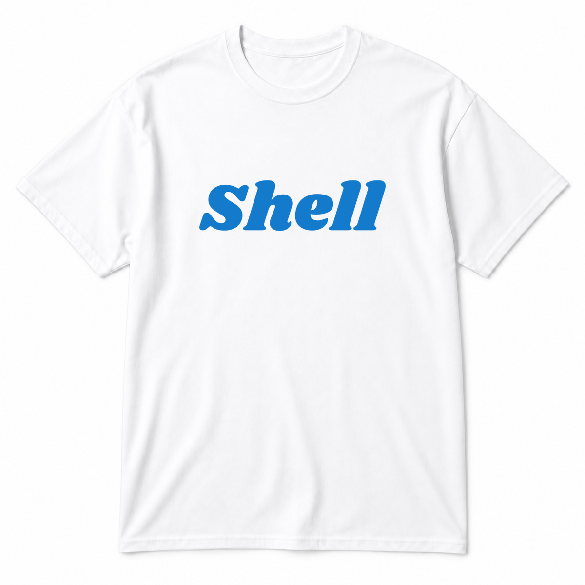 Shell T-Shirt in white with blue text