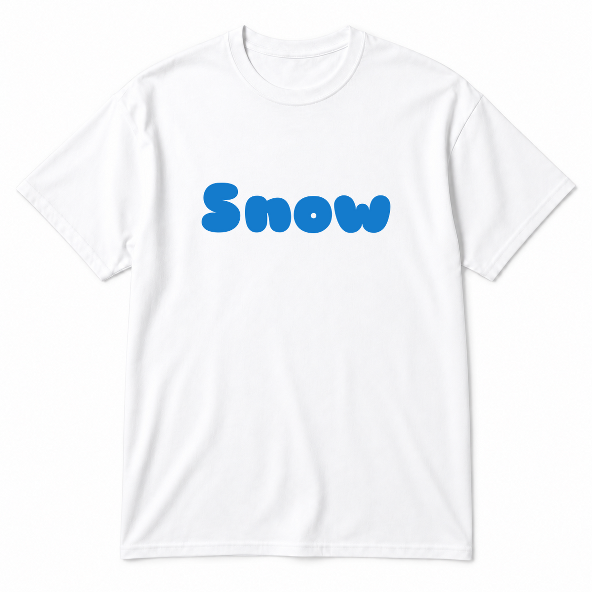 Snow T-Shirt in white with blue text