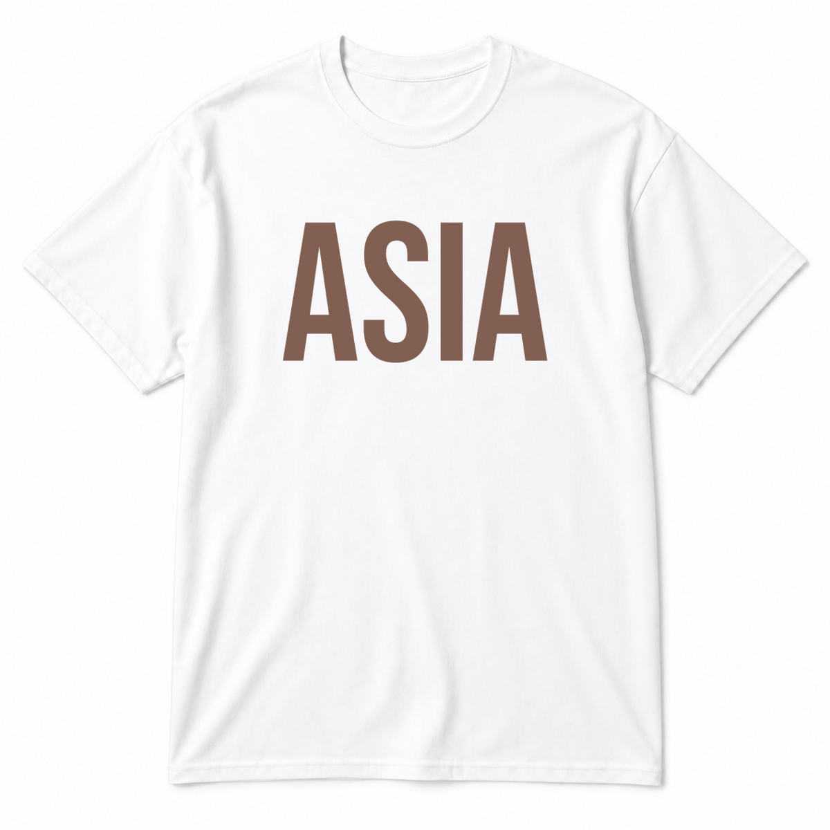 Asia T-Shirt in white with brown text