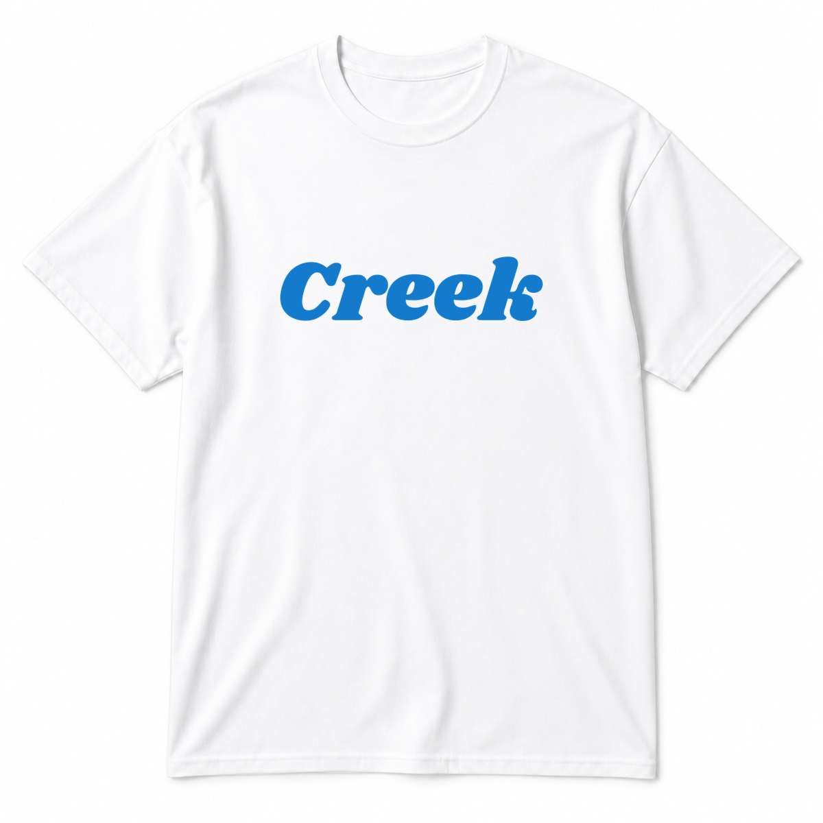 Creek T-Shirt in white with blue text