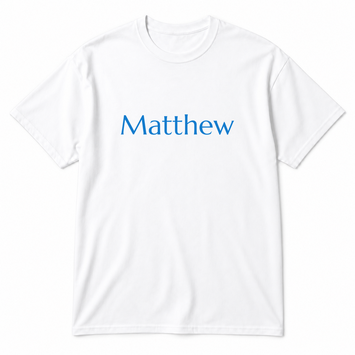 Matthew T-Shirt in white with blue text