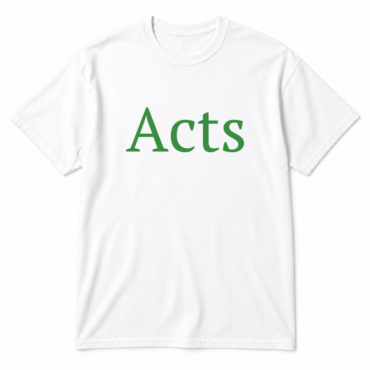 Acts T-Shirt in white with green text