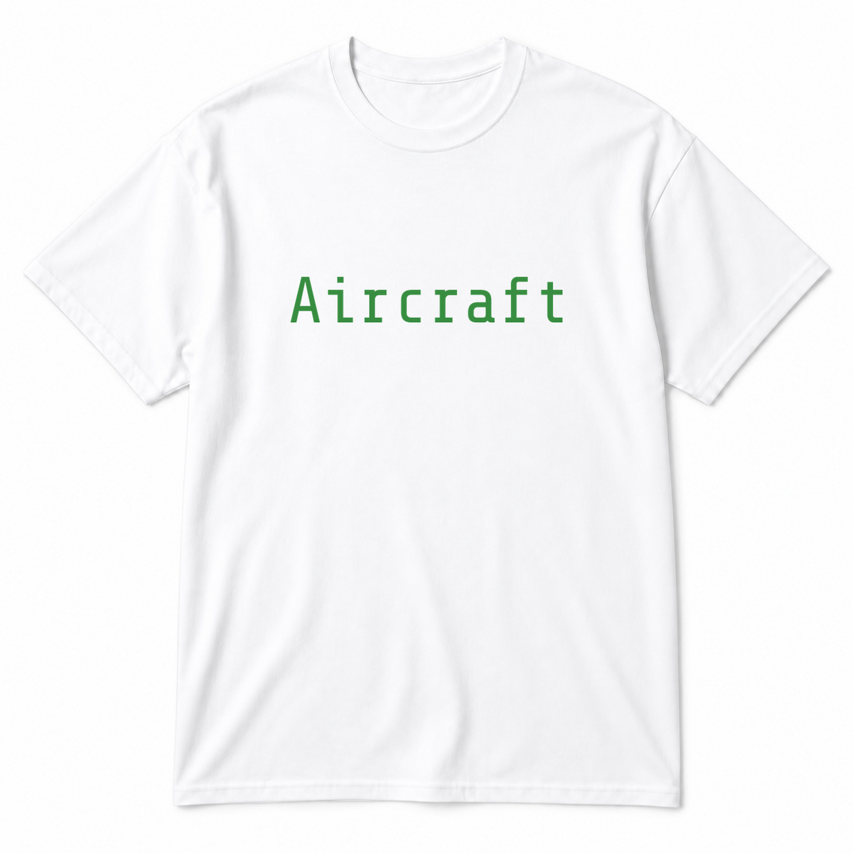 Aircraft T-Shirt in white with green text