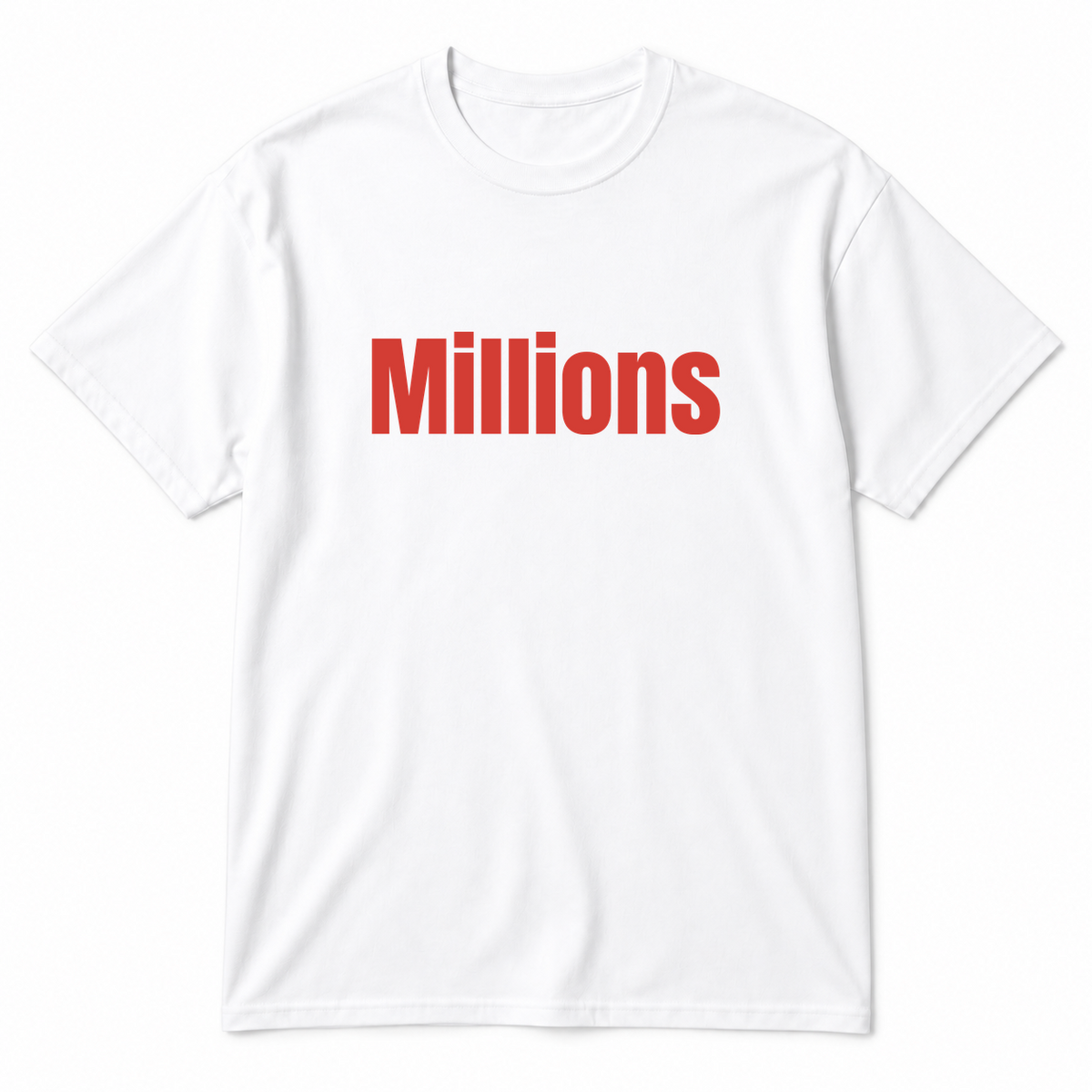 Millions T-Shirt in white with red text