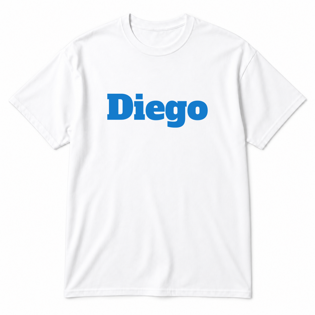 Diego T-Shirt in white with blue text