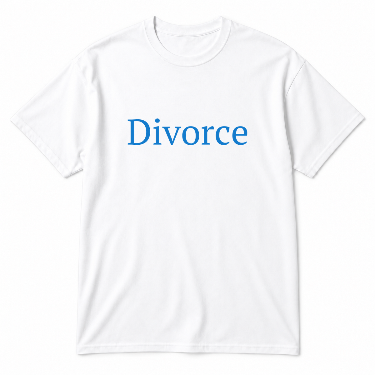 Divorce T-Shirt in white with blue text