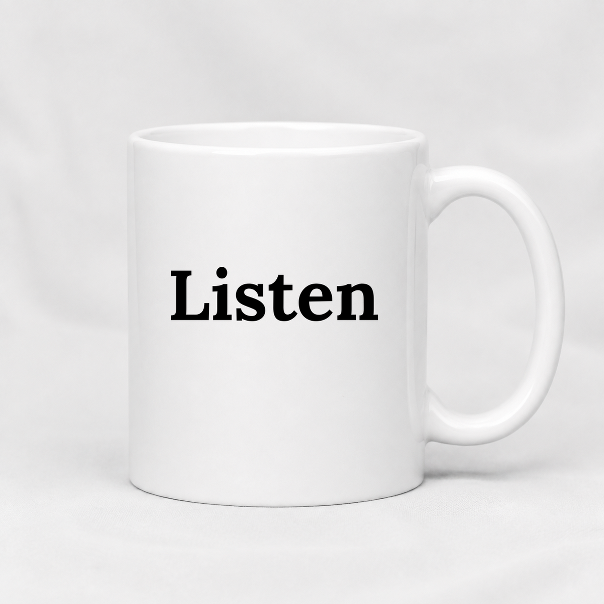 Listen Mug in white