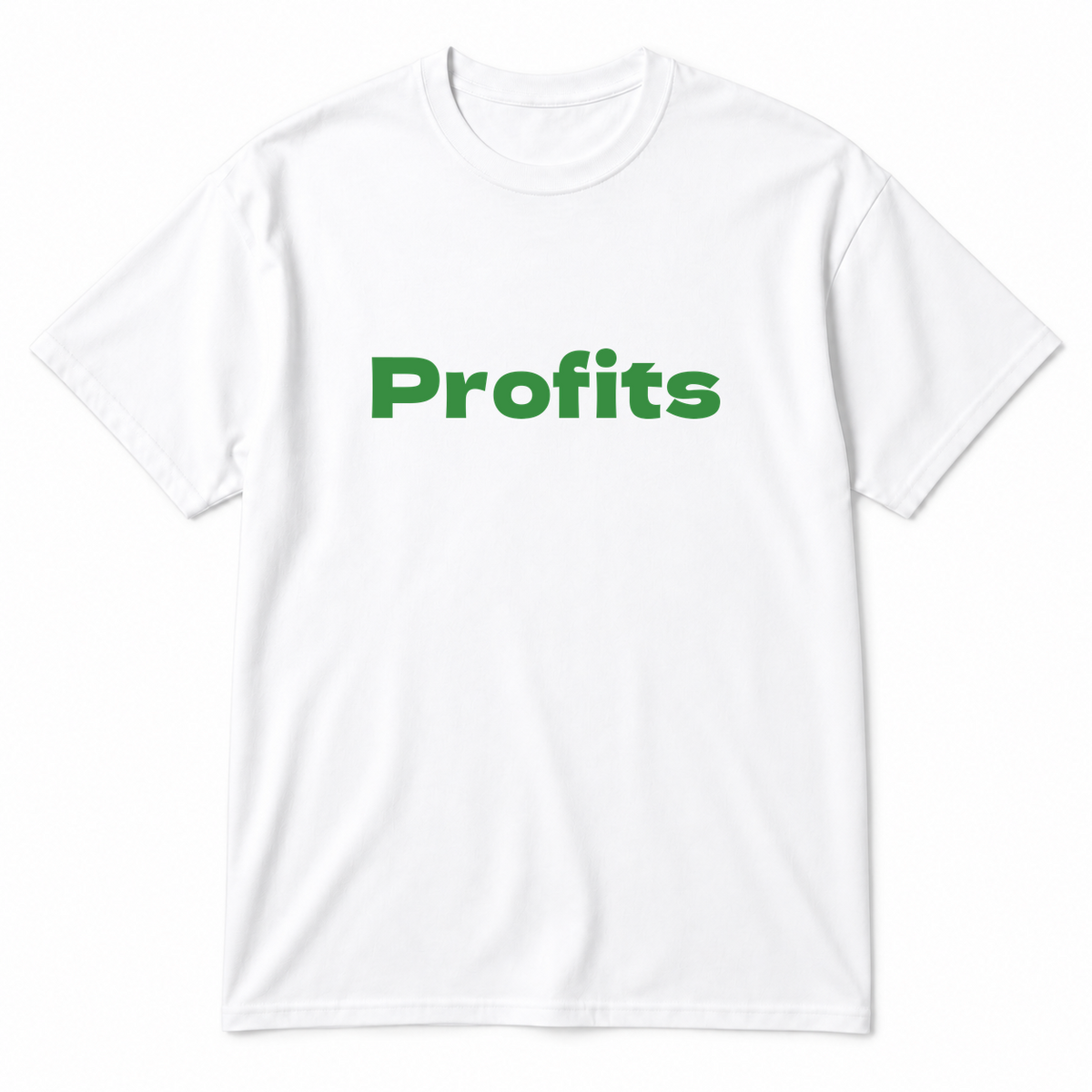Profits T-Shirt in white with green text