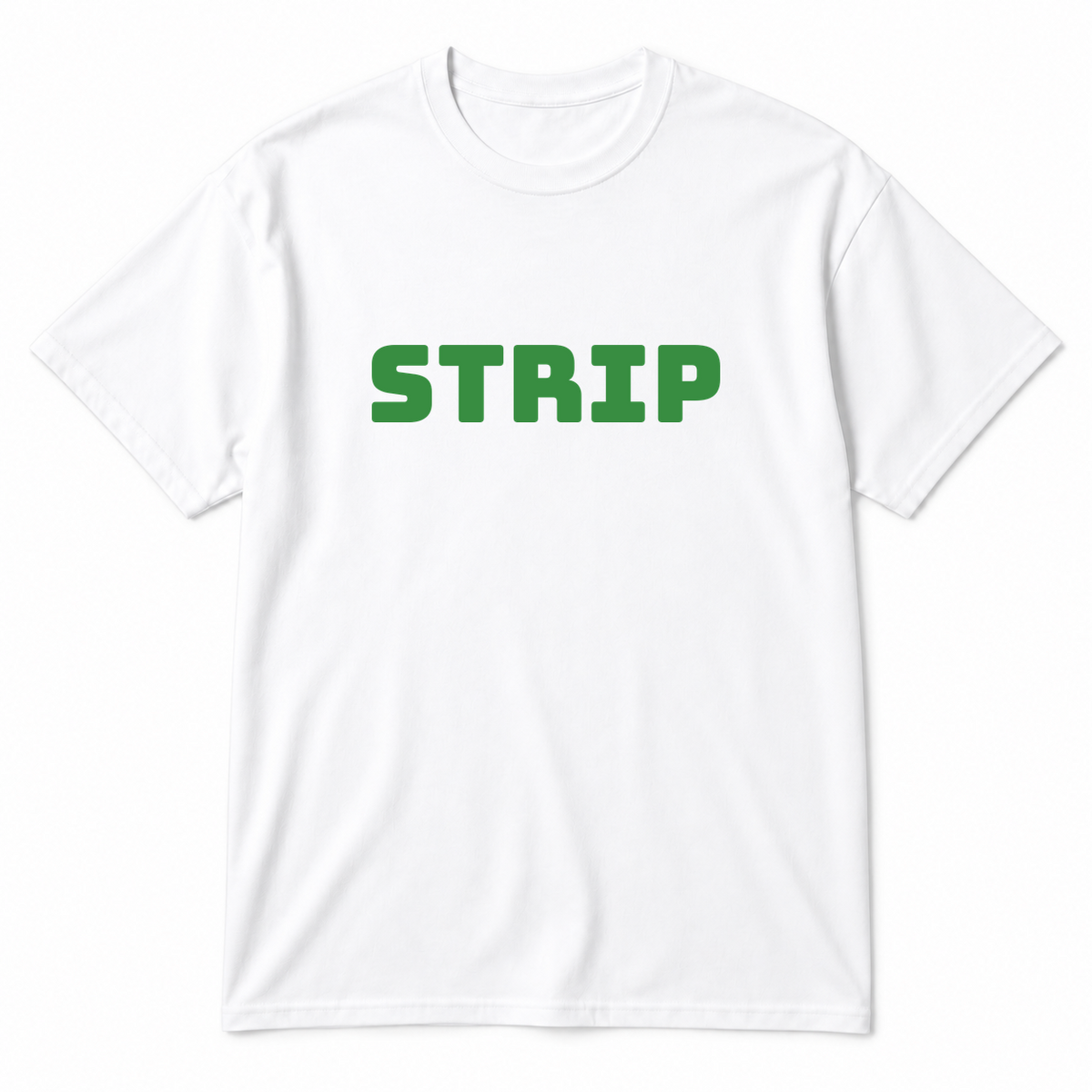 Strip T-Shirt in white with green text