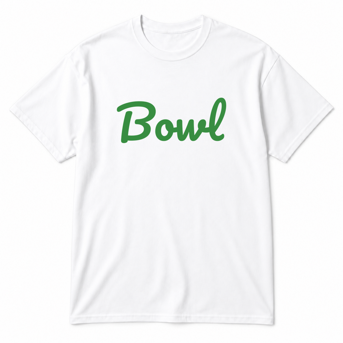 Bowl T-Shirt in white with green text
