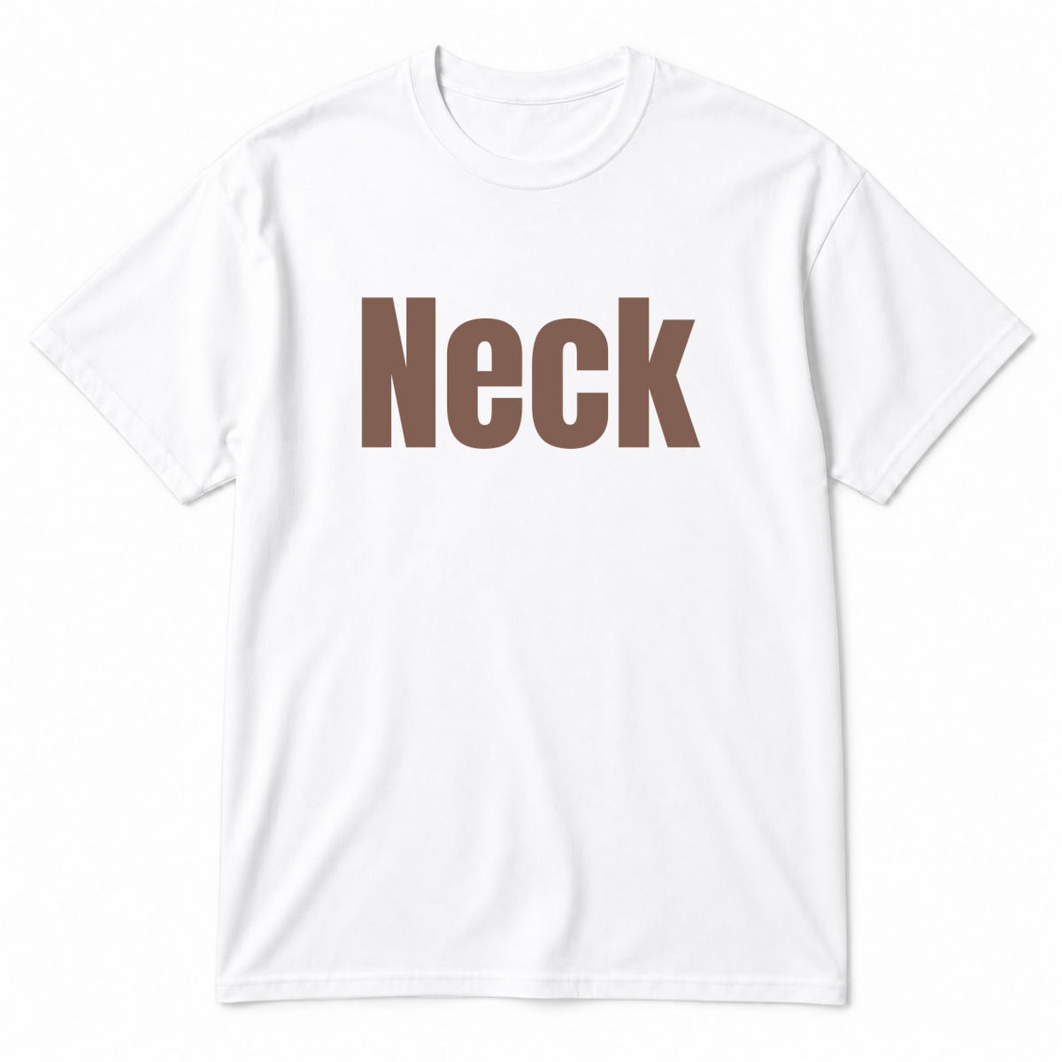 Neck T-Shirt in white with brown text