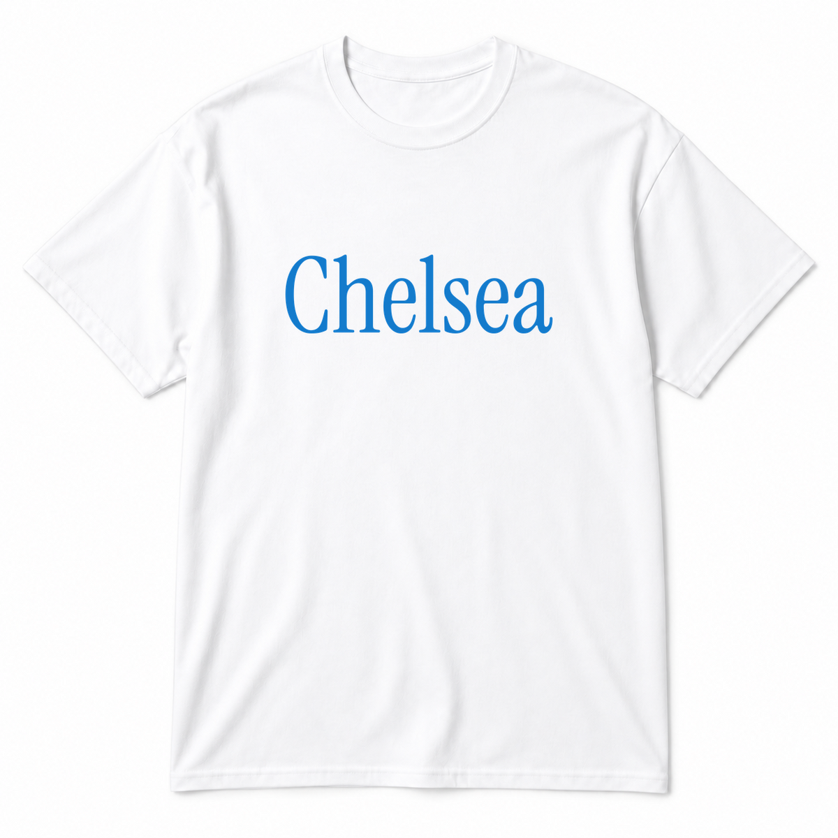 Chelsea T-Shirt in white with blue text