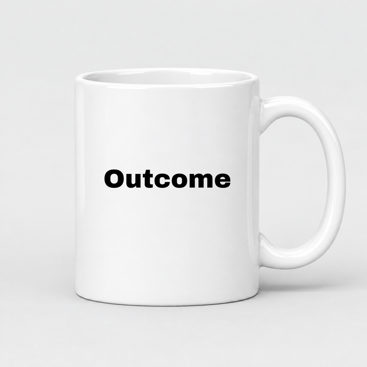 Outcome Mug in white