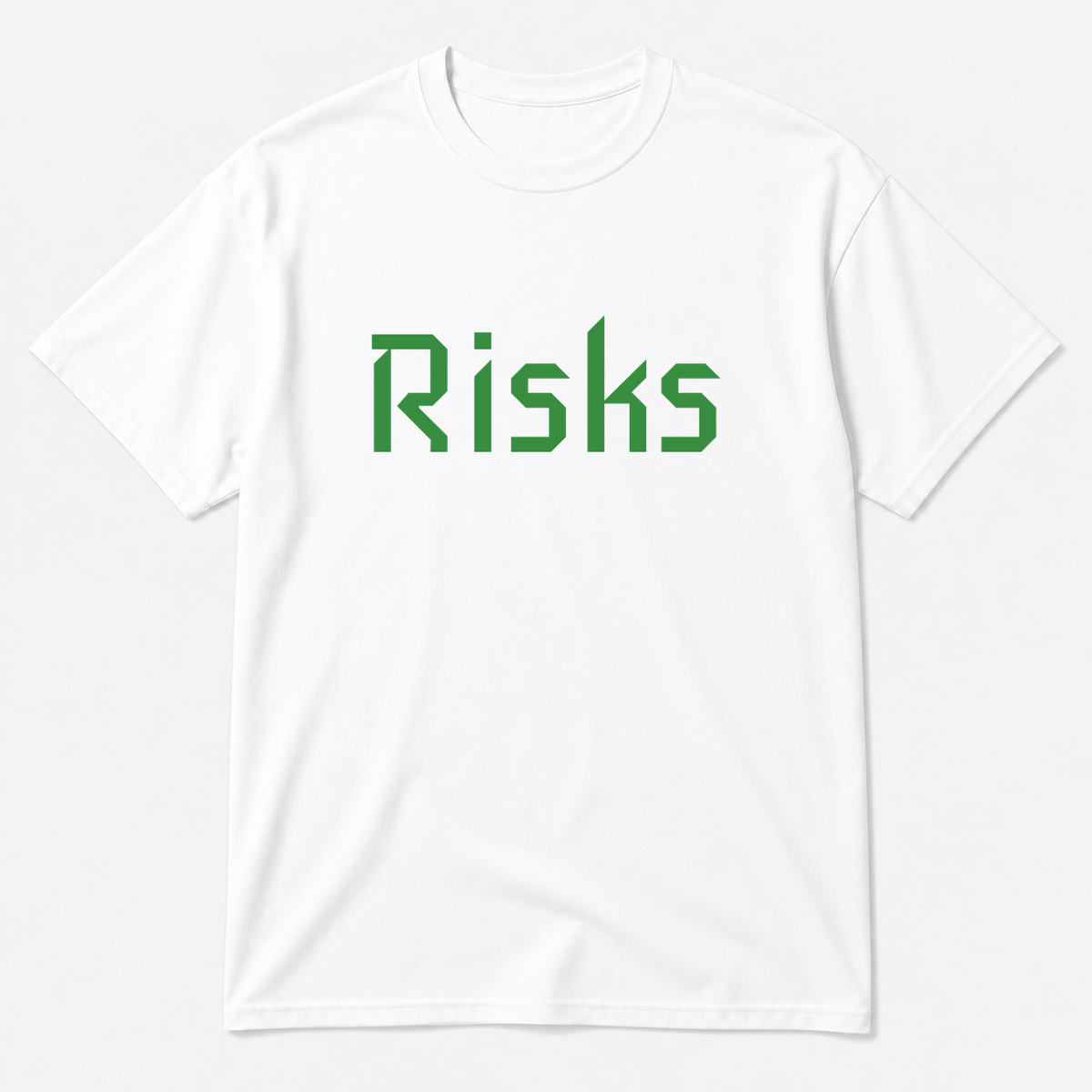 Risks T-Shirt in white with green text