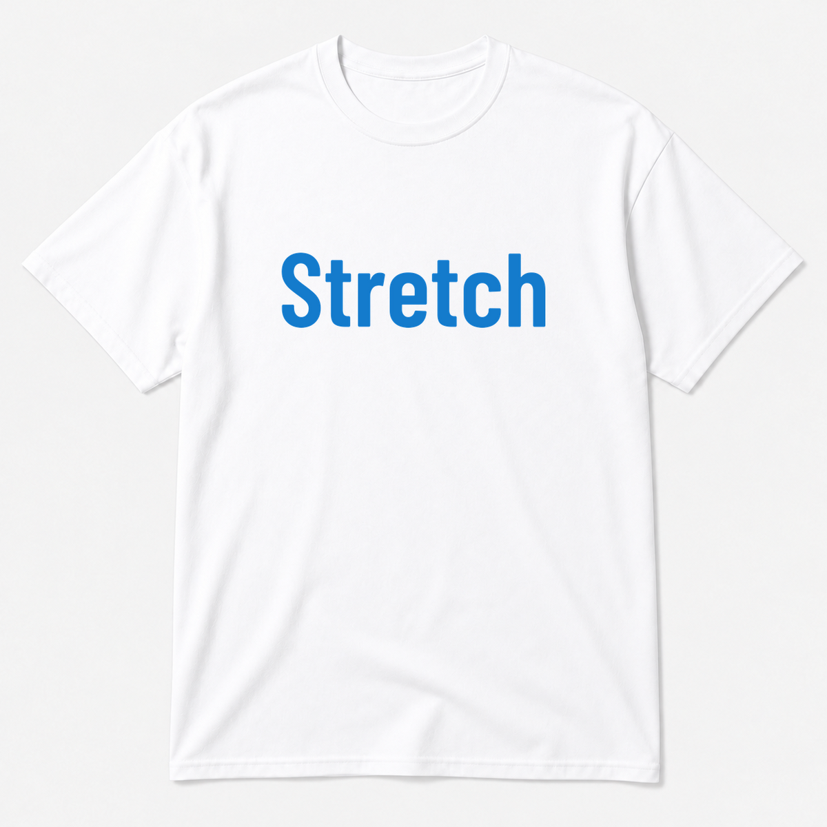 Stretch T-Shirt in white with blue text