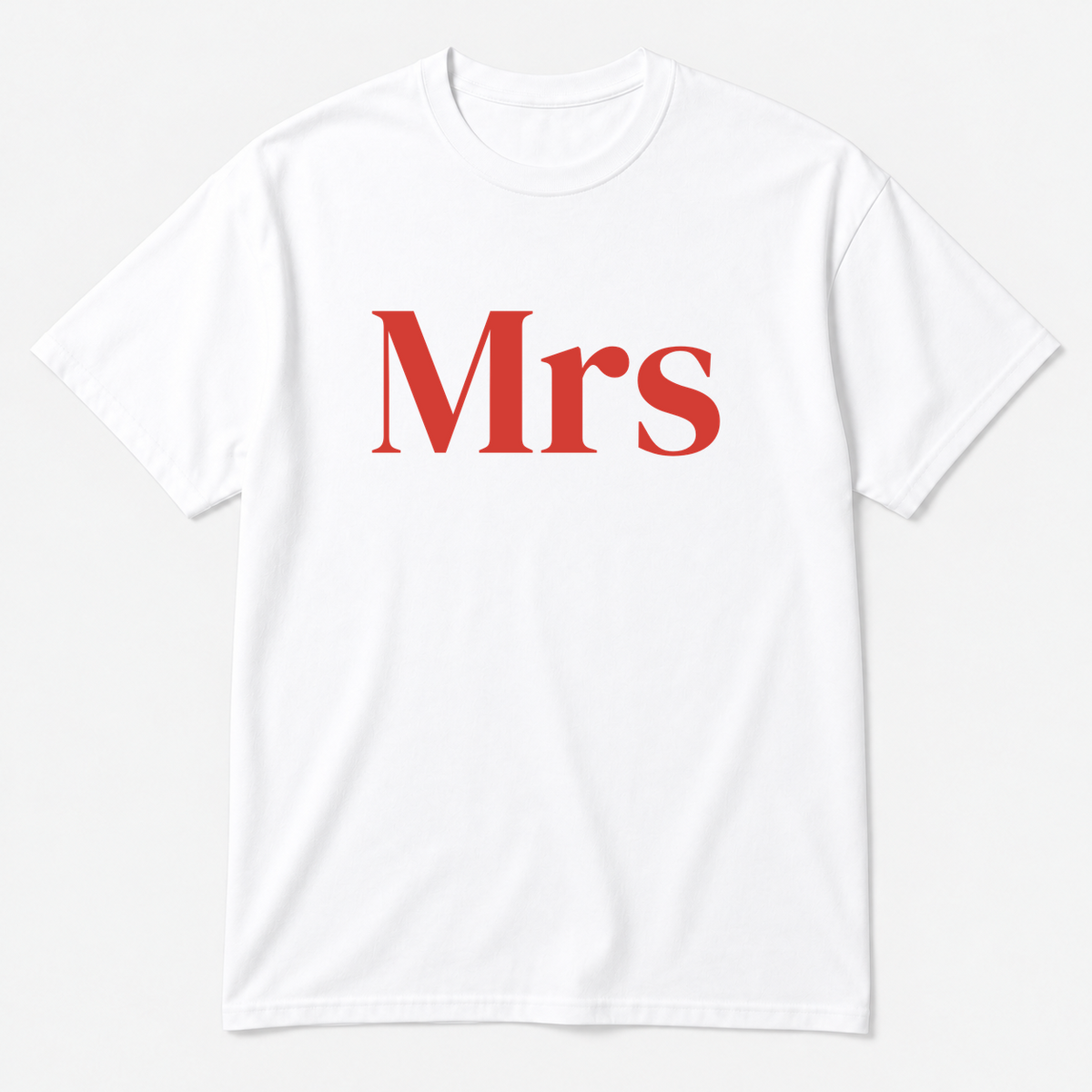 Mrs T-Shirt in white with red text