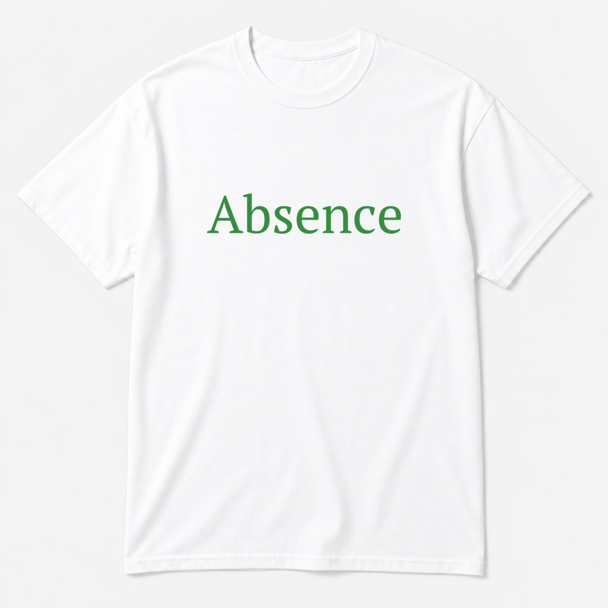 Absence T-Shirt in white with green text