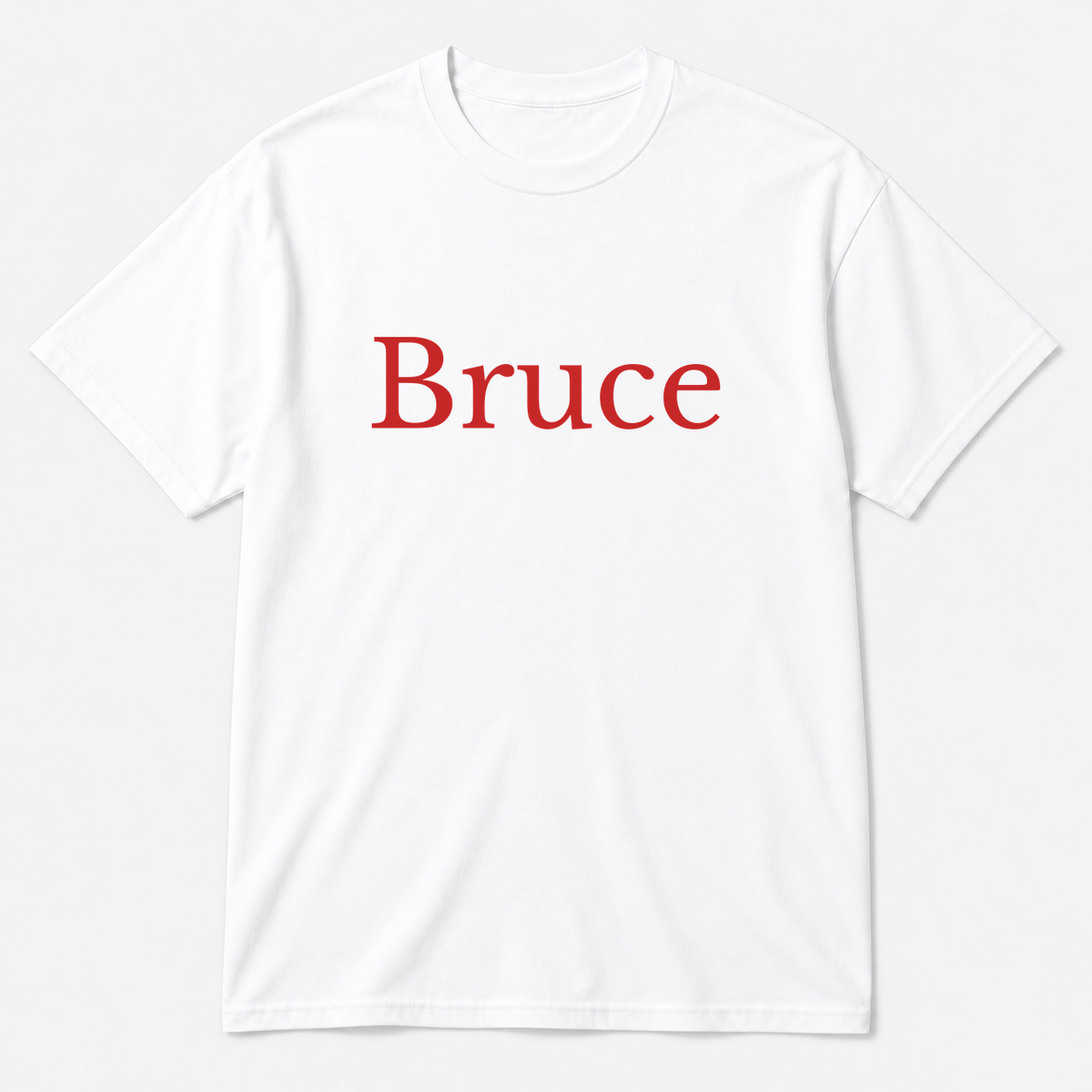 Bruce T-Shirt in white with red text