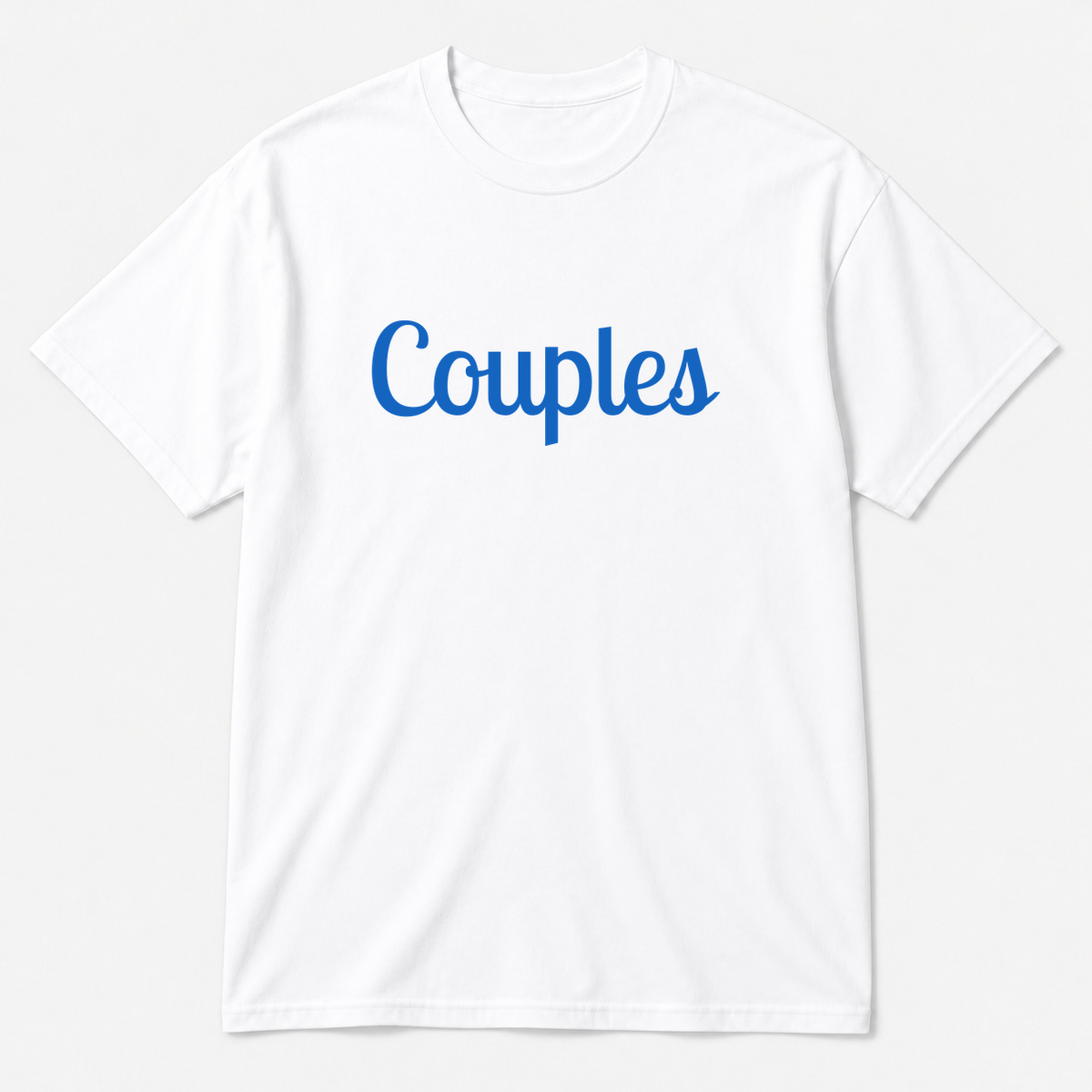 Couples T-Shirt in white with blue text