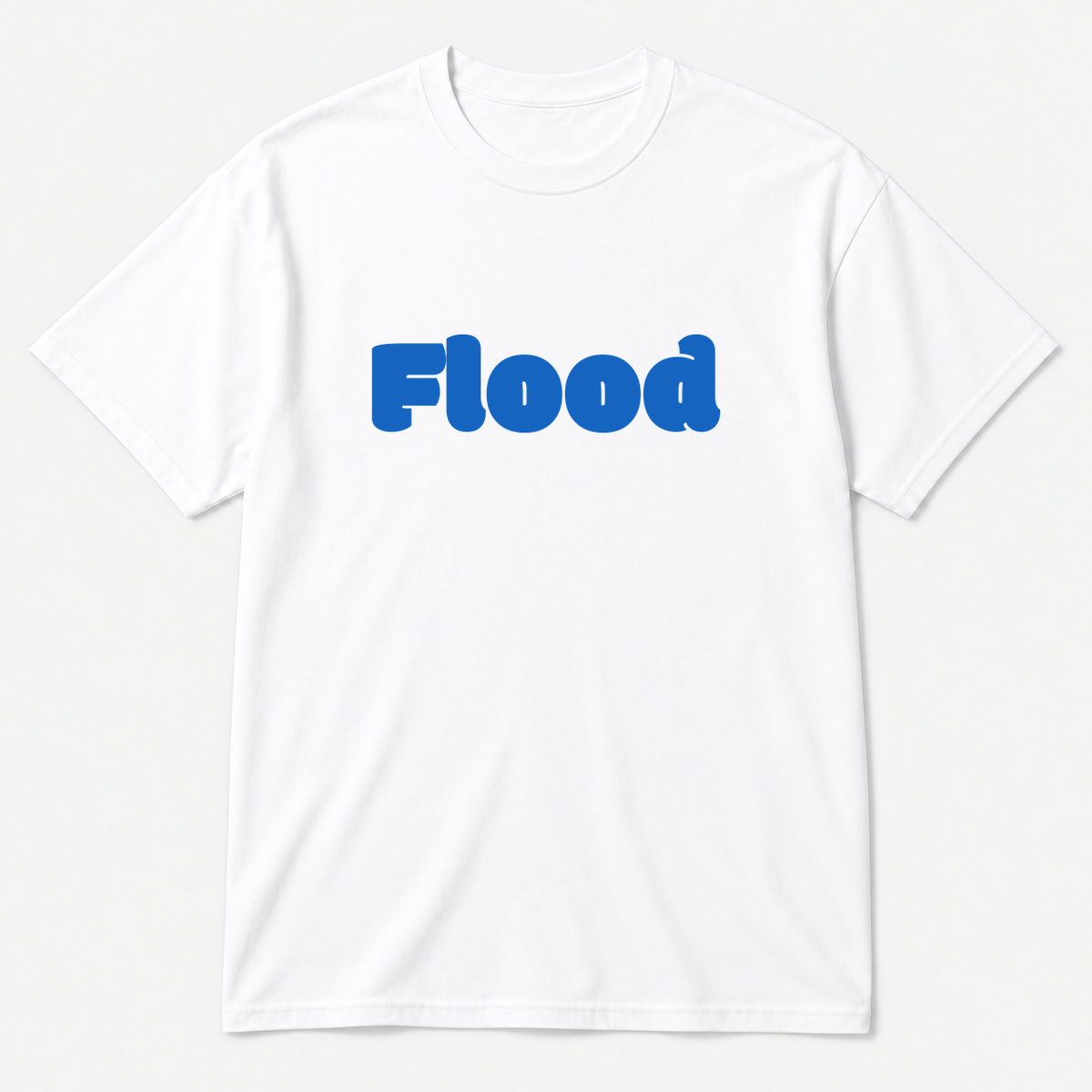 Flood T-Shirt in white with blue text