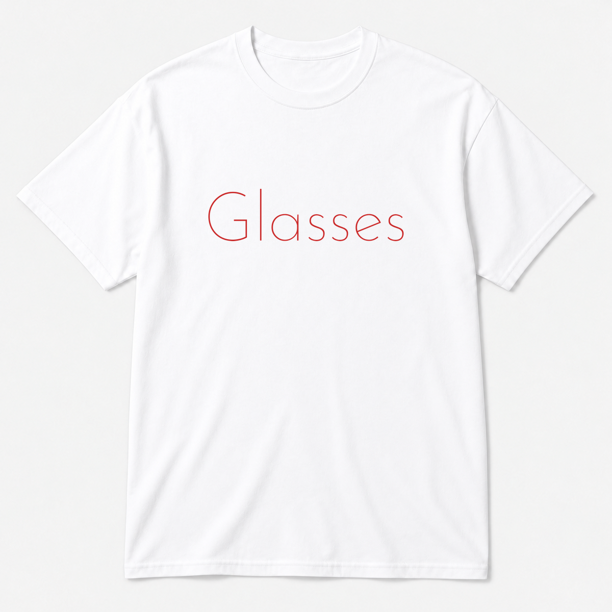 Glasses T-Shirt in white with red text