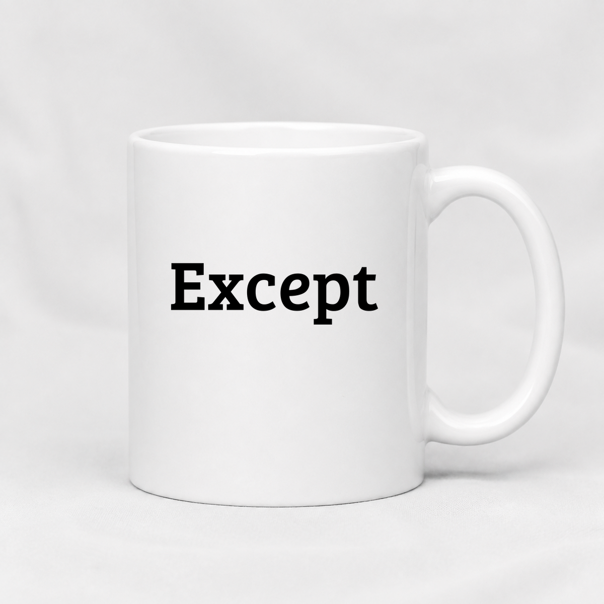 Except Mug in white