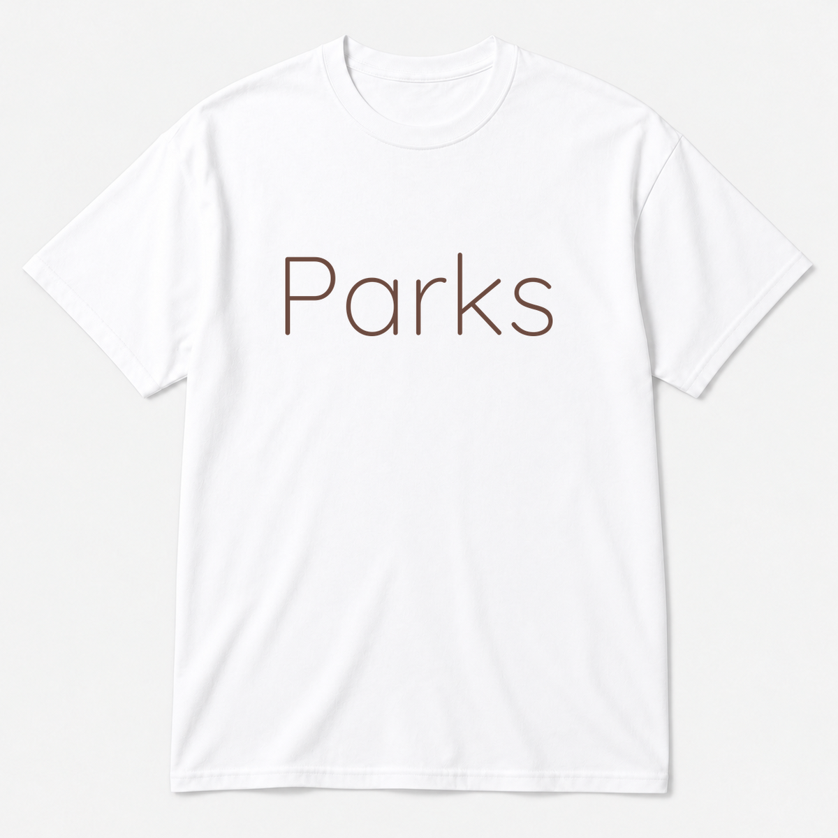 Parks T-Shirt in white with brown text
