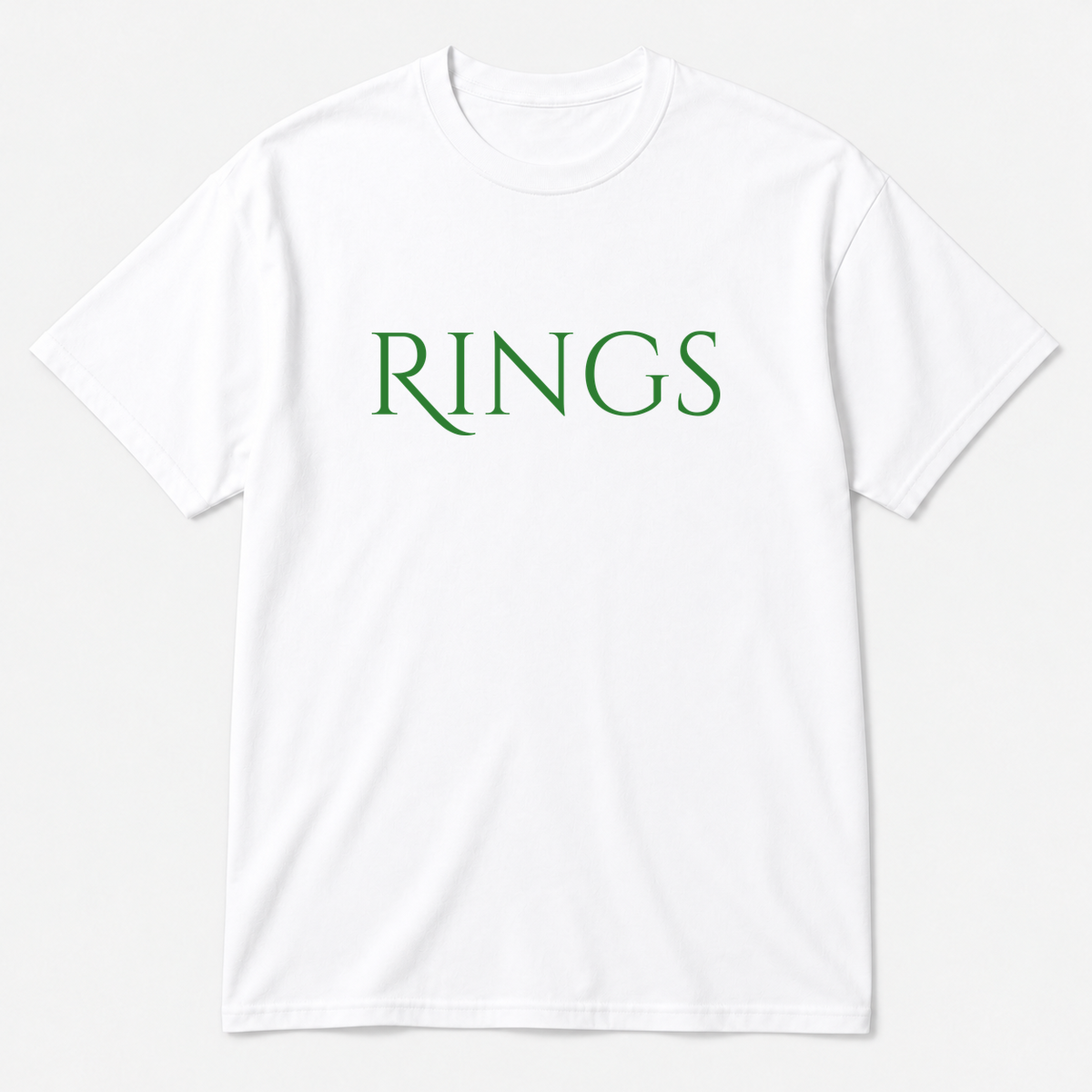 Rings T-Shirt in white with green text