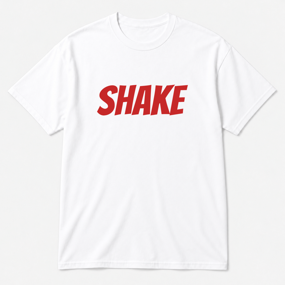 Shake T-Shirt in white with red text