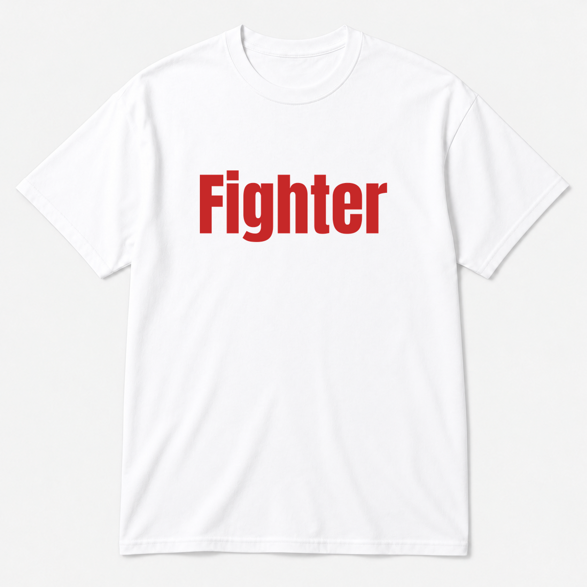 Fighter T-Shirt in white with red text